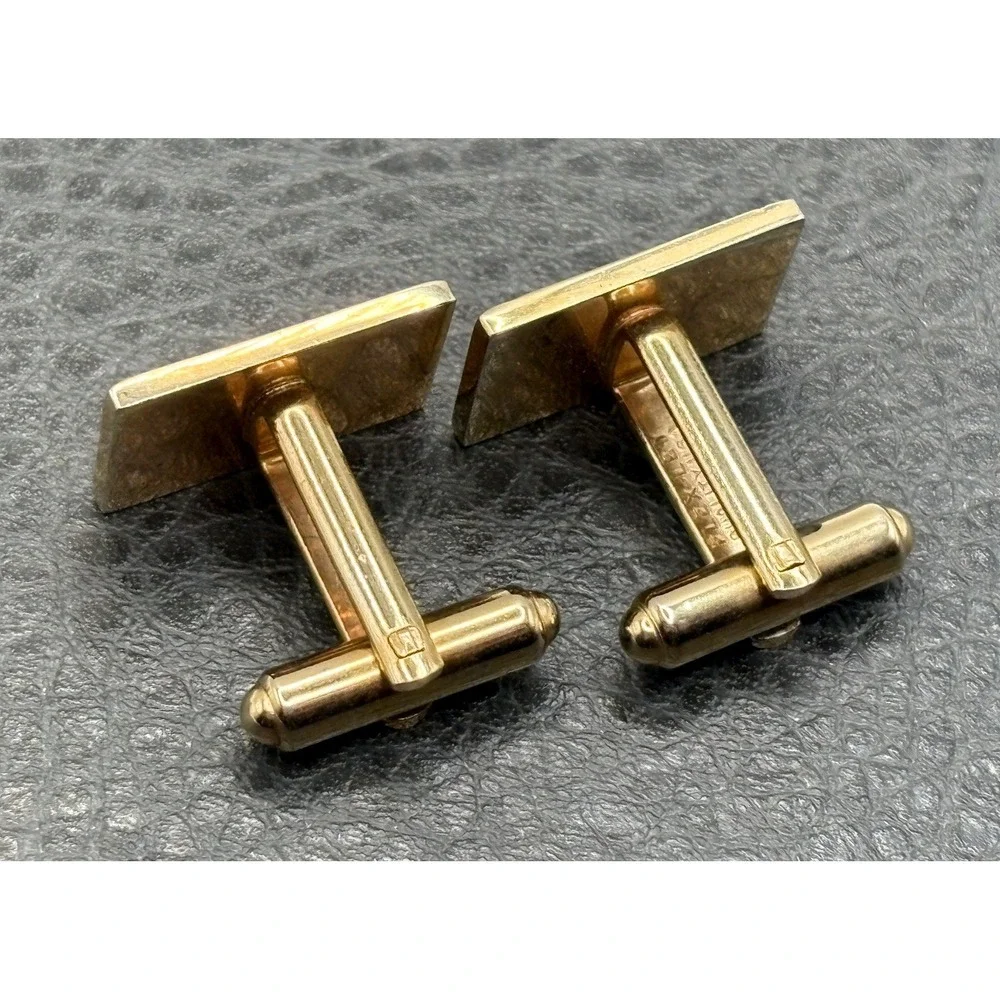 Vintage Flex-Let Masonic Free Mason Symbol Blue Enamel Cufflinks Gold Tone